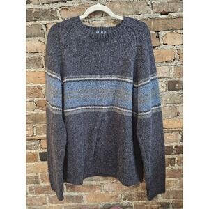 Vintage 90s Concrete Mens XL Striped Chunky Wool Blend Knit Sweater Blue